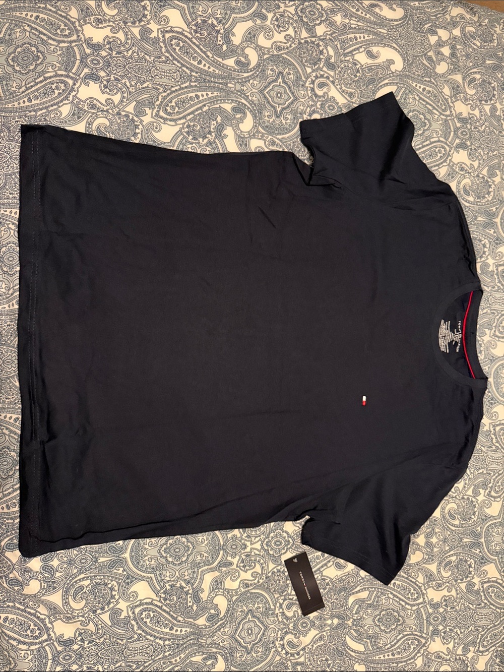 Tommy Hilfiger Navy Blue Short Sleeve Crew Tee with Logo